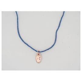 Dodo Pomellato-NEW DODO POMELLATO PRECIOUS TAG PENDANT ON ROSE GOLD CORD 18K NECKLACE-Golden