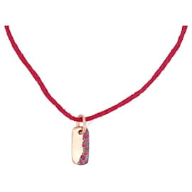 Dodo Pomellato-NEW DODO POMELLATO PRECIOUS TAG PENDANT ON ROSE GOLD CORD 18K NECKLACE-Golden