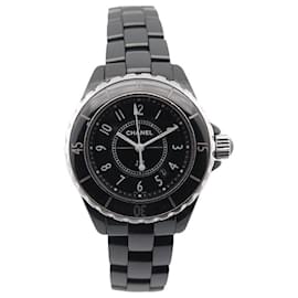 Chanel-Chanel J watch12 H5695 INTENSE BLACK 33 MM BLACK CERAMIC + WATCH BOX-Black