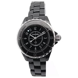 Chanel-Chanel J watch12 H5695 INTENSE BLACK 33 MM BLACK CERAMIC + WATCH BOX-Black