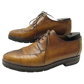 Berluti-BERLUTI SHOES 4 SPORTS EYELETS 0507 Derby 8 42 PATINA LEATHER SHOES-Brown
