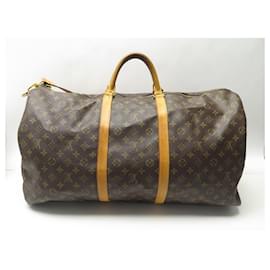 Louis Vuitton-Bolsa de viaje Louis Vuitton Keepall 60 BANDOLERA LONA MONOGRAMA M41412-Castaño