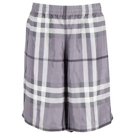 Burberry „Bradeston“ Shorts aus grauer Seide mit Karomuster Grau