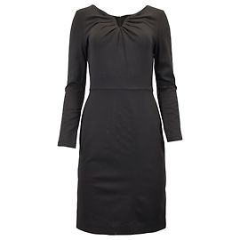 Escada – Kleid mit gerafftem Ausschnitt aus schwarzer Wolle Schwarz