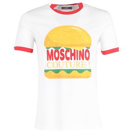 Moschino Couture Burger Camiseta com gola redonda em algodão branco Branco