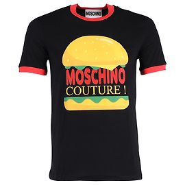 Moschino Couture Burger Camiseta com gola redonda em algodão preto Preto