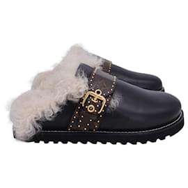 Louis Vuitton-Louis Vuitton Monogram Winterbreak Flat Comfort Clog in Black Suede calf leather-Black