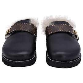 Louis Vuitton-Louis Vuitton Monogram Winterbreak Flat Comfort Clog in Black Suede calf leather-Black