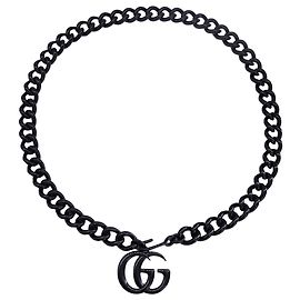 Gucci GG Marmont Chain-Link Belt in Black Metal  Black