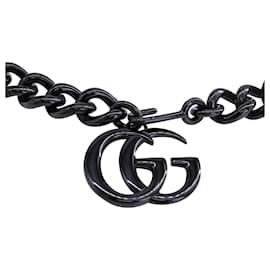 Gucci-Gucci GG Marmont Chain-Link Belt in Black Metal -Black