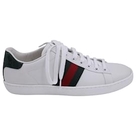 Gucci-Gucci Women's Ace Sneaker with Web Detail in White Leather -White
