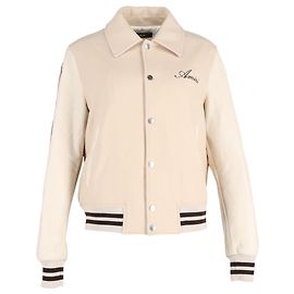 Amiri Bones Varsity Jacket in Beige Wool Beige