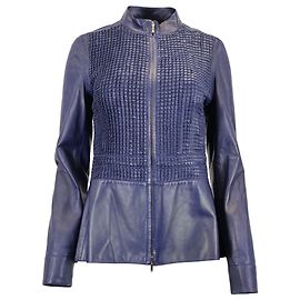 Veste Escada à Devant Texturé en Cuir Bleu Marine Bleu Bleu Marine