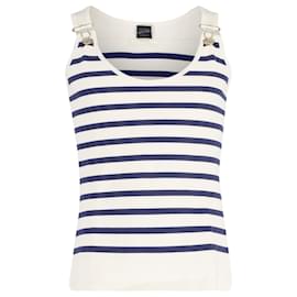 Jean Paul Gaultier-Jean Paul Gaultier Vintage Matelot Tank Top in Cream Cotton-White,Cream