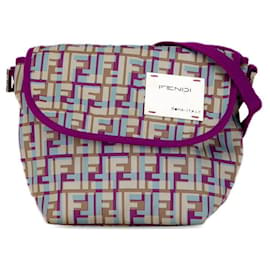 Fendi-Fendi Zucca Flap Shoulder Bag  Canvas Shoulder Bag 26771 in good condition-Other