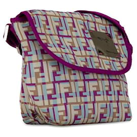 Fendi-Fendi Zucca Flap Shoulder Bag  Canvas Shoulder Bag 26771 in good condition-Other
