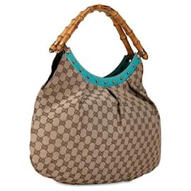 Gucci-Gucci GG Canvas Bamboo Handbag  Canvas Handbag 124293 in Good condition-Other