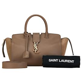 Yves Saint Laurent Saint Laurent Monogram Downtown Cabas Leather Handbag 2WAY Brown