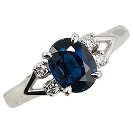 & Other Stories-Pt1000 Platinum Sapphire 0.67ct Diamond Ring in Excellent Condition-Silvery