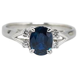 & Other Stories-Pt1000 Platinum Sapphire 0.67ct Diamond Ring in Excellent Condition-Silvery