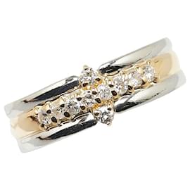 & Other Stories-K18YG Yellow Gold Pt900 Platinum Diamond 0.2ct Ring 11.5 in Excellent Condition-Golden