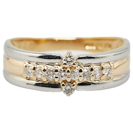 & Other Stories-K18YG Yellow Gold Pt900 Platinum Diamond 0.2ct Ring 11.5 in Excellent Condition-Golden