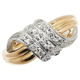 & Other Stories-Pt900 Platinum K18YG Yellow Gold Diamond Ring Size 8 in Great Condition-Golden