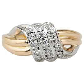 & Other Stories-Pt900 Platinum K18YG Yellow Gold Diamond Ring Size 8 in Great Condition-Golden