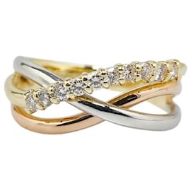 & Other Stories-Anel de diamante Pt900 em platina e ouro amarelo K18YG 0,3ct em excelente estado-Dourado