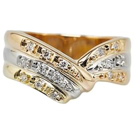 & Other Stories-Pt900 Platinum K18YG Yellow Gold K18PG Pink Gold Diamond Ring in Excellent Condition-Silvery