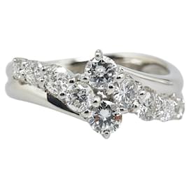 & Other Stories-Pt900 Platinum Diamond Ring 1.00ct Size 10.5 in Great Condition-Silvery