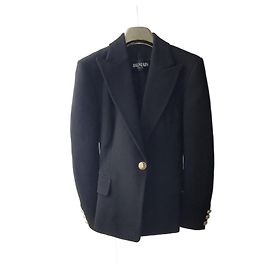 Blazer in lana nera a un bottone di BALMAIN Nero