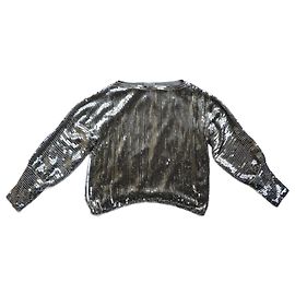 Blusa Dior de seda com lantejoulas e pérolas prateadas Prata