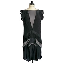 Balenciaga-BALENCIAGA Black and grey silk dress size 38-Black