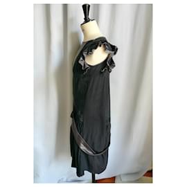 Balenciaga-BALENCIAGA Black and grey silk dress size 38-Black