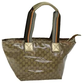 Gucci-GUCCI GG Crystal Tote Bag Gold Gray Brown 131230 auth 75308-Brown,Golden,Grey