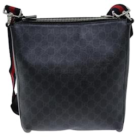 Gucci-GUCCI Sherry Line Courier GG Supreme Shoulder Bag PVC Black 474137 Auth bs14833-Black