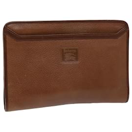 Autre Marque-Bolsa Clutch Burberrys de couro marrom Auth bs14350-Marrom