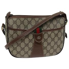 Gucci-GUCCI GG Supreme Web Sherry Line Shoulder Bag Beige 001 754 6177 Auth bs14808-Beige