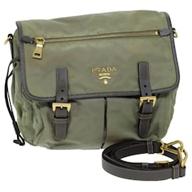 Prada-PRADA Shoulder Bag Nylon Khaki Auth 75220-Khaki