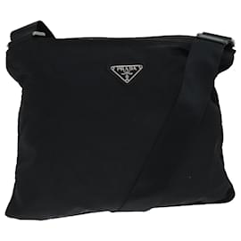 Prada-PRADA Shoulder Bag Nylon Black Auth 75019-Black