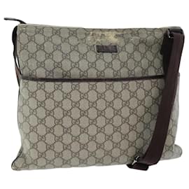 Gucci-GUCCI GG Supreme Shoulder Bag PVC Leather Beige 141198 Auth am6305-Beige