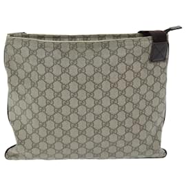 Gucci-GUCCI GG Supreme Shoulder Bag PVC Leather Beige 141198 Auth am6305-Beige