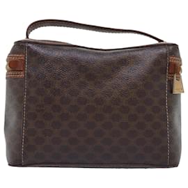 Céline-CELINE Macadam Canvas Vanity Hand Bag PVC Marron Auth bs14476-Marron