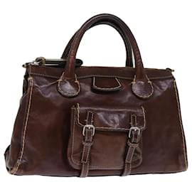 Chloé-Chloe Hand Bag Leather Brown Auth bs14554-Brown