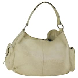 Prada-PRADA Shoulder Bag Leather Cream Auth 74644-Cream