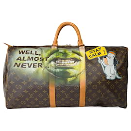 Louis Vuitton-LOUIS VUITTON Keepall Bag in Brown Canvas - 33355121046-Brown