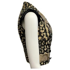 Autre Marque-Dolce & Gabbana Black / Gold Brocade Cropped Vest-Metallic