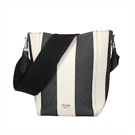 Céline-CELINE Petit sac à bandoulière Sangle grainé doux à rayures noires et blanches (copie)-Noir