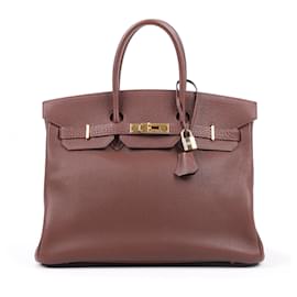 Hermès-HERMES BIRKIN 35 Togo Marron Foncé Gold Metal Fittings E: 2001-Brown